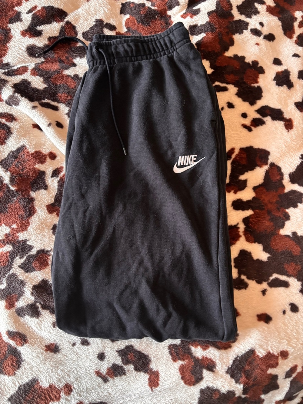 Nike Black Fleece Joggers with White Logo